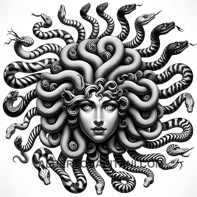 Monochromatic Spiral Elegance: The Power of Medusa Captured