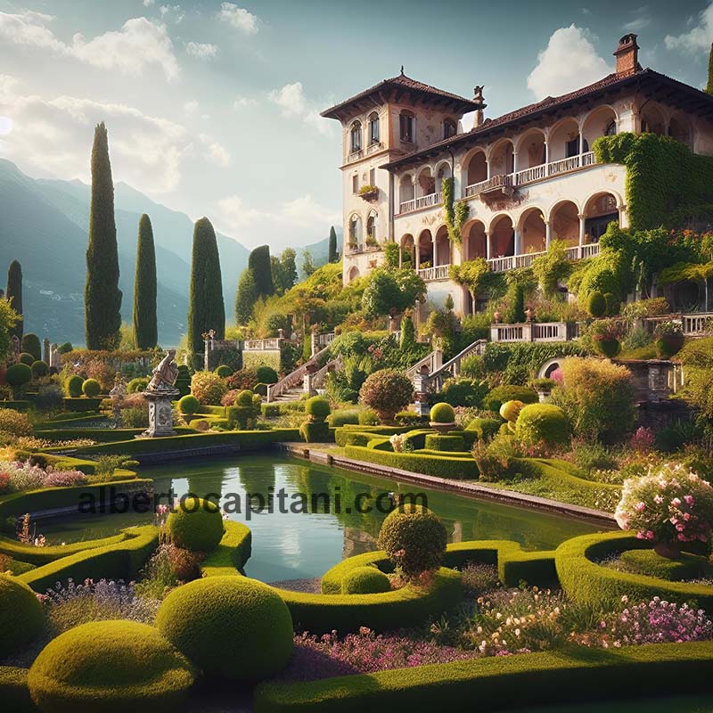 Lakeside Elegance: An Italian Villa Garden in Timeless Bloom